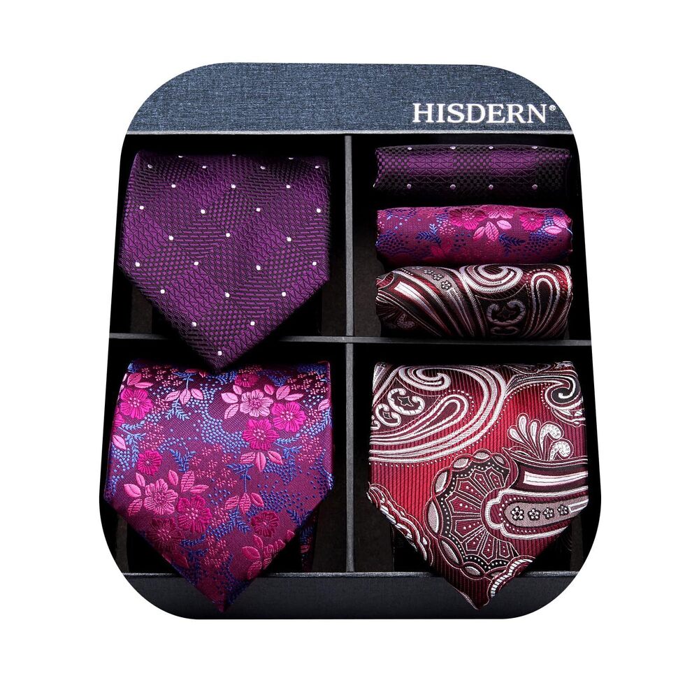 1421 Ties Extra Long Ties Pink Purple Burgundy Floral Paisley Necktie